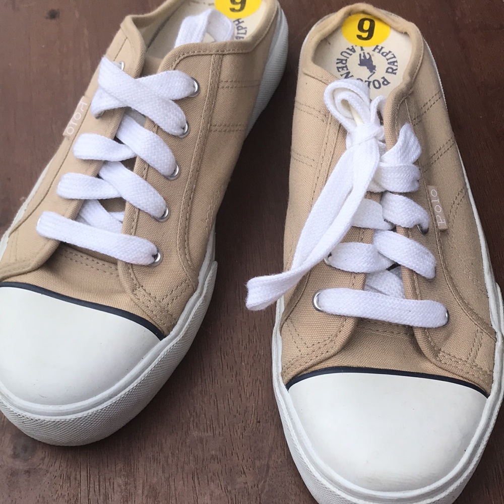 🚨B2G1 RALPH LAUREN POLO Tan & White Canvas Shoes